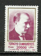 Turkey; 1993 Regular Issue Stamp With The Subject Of Ataturk - Usati