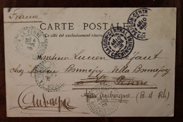 CPA Ak 1905 Tad Cercle Avec Tirets 2 Cercles Pleins La Penne Oblit. 2 Dates Successives Indochine Indo China Coolee - Marques D'entrées