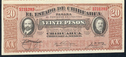 MEXICO PS537b ? 20 PESOS  5.10.1915 # 5731203 Round Blue Stamped Seal/hand Signed Validation  AUNC.           . - Mexico