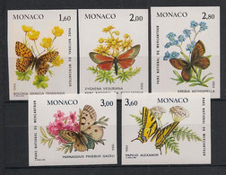 Monaco - 1984 - N°Yv. 1420 à 1424 - Papillons - Non Dentelé / Imperf. - Neuf Luxe ** / MNH / Postfrisch - Variétés