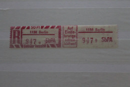 Einschreibe-Gebührenzettel, Einschreibemarken 1968; 2C; A, 1158 Berlin,**Z - Unclassified