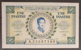 French Indochine Indochina Vietnam Viet Nam Laos Cambodia 1 Piastre AU Banknote Note 1953 - Pick # 104 / 2 Photos - Indochine