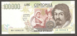 Italia - Banconota Non Circolata FDS UNC Da 100.000 Lire "Caravaggio II° Tipo" P-117a.1 - 1994 #19 - 100000 Liras