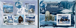 Guinea Bissau 2010, Global Warming, Artic Animals, Polar Bear, 5val In BF +BF - Arctic Tierwelt