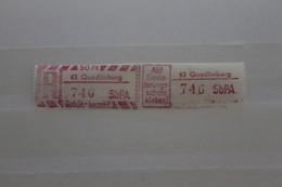 Einschreibe-Gebührenzettel, Einschreibemarken 1968; 2C; 43 Quedlinburg,**Z - Unclassified
