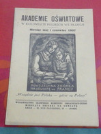 Académies D'enseignement Colonies Polonaises France 1937 Annuaire Français à Destination Des Immigrés Polonais Pologne - Autres