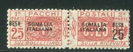 SOMALIA 1923 PACCHI POSTALI 25 B SU 25 C. SASSONE N.24  * GOMMA ORIGINLE - Somalie