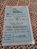 BIGLIETTO TRENO DA PISA AEROPORTO A PISA CENTRALE- 1989 - Europe