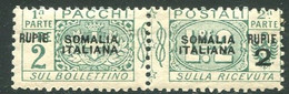 SOMALIA 1923 PACCHI POSTALI 2 R SU 2 L. SASSONE N.27  ** MNH - Somalie