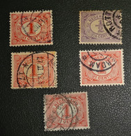 Nederland - NVPH - 4 X 51 (1 Cent) én 1 X 50 (0,5 Cent) - 1899 -  Gestempeld - Cancelled - Cijfer Vürtheim - Restantje - Usati