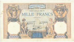 Billet De 1000F  Cérès Et Mercure - 20 Juin 1940, C.10221/396 - 1 000 F 1927-1940 ''Cérès Et Mercure''