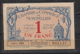 < (34)  Hérault .. Montpellier .. Chambre De Commerce, Billet Nécessite 1 Franc .série 284 .. Trace Charnière Voir Scan - Chambre De Commerce