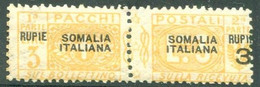 SOMALIA 1923 PACCHI POSTALI 3 R. SU 3 L. SASSONE N.28ca  ** MNH - Somalia