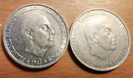 Espagne - 50 Centimos  Franco 1966 - Lot De 2 Pièces - Années De Frappes 1967 Et 1971 (Chiffres Dans L'étoile) - 50 Céntimos