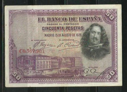 ESPAÑA - BILLETE DE 50 PESETAS DE 1928 - 50 Pesetas