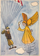 PARACHUTISME (Humour)  " Un Parachutiste  Et Un Ange  "  Illustration BELLIO - Parachutespringen