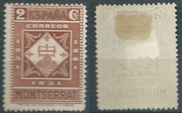 ESPAGNE SPANIEN SPAIN ESPAÑA 1931 MONTSERRAT 2 CENTS CHEHENISH RED MNH WITH HINGED ED 637 YT 474 MI 599 SG 714 SC 502 - Nuevos