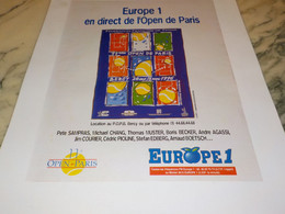 ANCIENNE PUBLICITE EUROPE 1 ET OPEN DE PARIS 1996 - Otros & Sin Clasificación