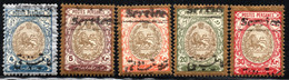 422.IRAN,1911 OFFICIAL 4,5,10,20,30 KR.NOT REGULARLY ISSUED.MHH,5 KR.THIN. - Iran