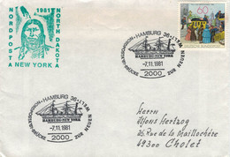 Illustriertes Kuvert - Nordposta North Dakota 1981 - Segelschiff Hamburg-New York - Indianer - Storia Postale