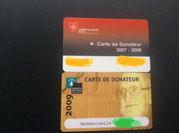 2 CARTES D’ENTREPRISES  *ORDRE DE MALTE   *FONDATION ABBÉ PIERRE   Cartes De Donnateur - Sonstige & Ohne Zuordnung