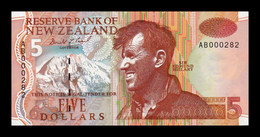 Nueva Zelanda New Zealand 5 Dollars 1992 Pick 177 Low Serial SC UNC - Nieuw-Zeeland