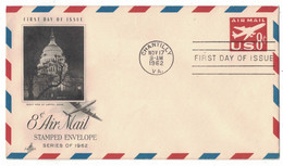 NB107    USA 1962 FDC Stationery Stamped Cover Chantilly - 8c - Plane - 1961-80