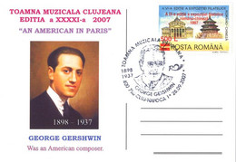 519  George Gershwin: Oblit. Temp. + C.p. Commemorative - Pictorial Cancel, 2007. Composer Pianist Compositeur - Music
