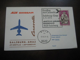 Salzburg Graz 1971 AUSTRIAN AIRLINES AUA & SWISSAIR First Flight Air Mail Cancel Cover AUSTRIA SWITZERLAND - First Flight Covers