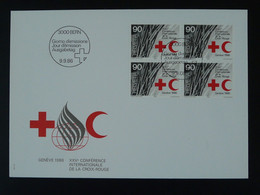 FDC Bloc De 4 Conférence Internationale Croix Rouge Red Cross 1986 Suisse Ref 101041 - Poppen