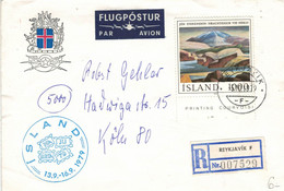 Island 1979 Reykjavik - Jon Stefansson - Landschaft - Reko > Köln - Storia Postale