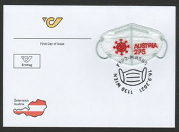 2021 NEW ** AUSTRIA 2021 PANDEMIC FDC COVER FACE MASK SHAPED STAMP IN FABRIC MATERIAL CORONAVIRUS COVID  (**) - Covers & Documents