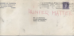 CANADA  - N°270 / LETTRE Pour PARIS - C à D -MONTREAL / 4 FEB -1957- TARIF Imprimé Pour L'EUROPE - Cartas & Documentos