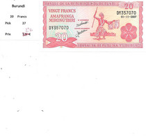 BURUNDI BILLETS 20 FRANCS PICK 27 - Burundi