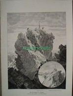 D101 109-2 Zeno Diemer: Zugspitze Bergsteiger Riesenbild 28 X 38 Cm Druck 1899!! - Autres & Non Classés