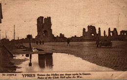 BELGIQUE YPRES RUINES DES HALLES AUX DRAPS APRES LA GUERRE - Ieper