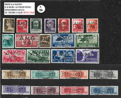 TRIESTE A ʘ 1945/1947 SOPRASTAMPATI A.M.G. V.G., 16 VALORI + 8 PACCHI POSTALI - Used