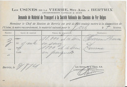 BERTRIX ..-- USINES De La VIERRE . SNCB . 1941 . Mise à Disposition De WAGONS !! RARE !! - Bertrix