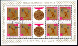 POLAND 1965 Olympic Medal Winners Sheetlets Used.  Michel 1623-30 Kb - Gebraucht