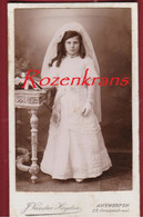 Oude Foto Antwerpen Anvers Carte De Visite Portrait Kind Child Enfant Fille Holy Communion Plechtige Communie Old Photo - Unclassified