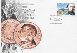 3637  Carta  200 Rocznica Urodzin Ignacego Domeyki, 2002 Warszawa , Cientifico - Covers & Documents