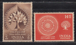 India MNH 1956, Buddha Jayanti, Set Of 2, Buddhism, (Cond., Marginal Stains..) - Nuevos