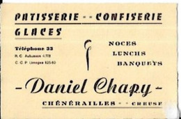 23 CHENERAILLES .  PATISSERIE . CONFISERIE  . DANIEL CHAPY ( Carte Visite Facrturette) - Chenerailles