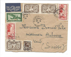 1949 Indochine - Laos - Suisse. Lettre De Poste Aérienne Savannakhet Pour Aubonne. Affranchissement Recto/verso - Cartas