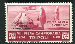 TRIPOLITANIA 1934 CIRCUITO DELLE OASI  ESPRESSI AEREI 4.50 L. + 1 L. ** MNH - Tripolitania