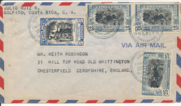Costa Rica Air Mail Cover Sent To England 31-10-1951 - Costa Rica