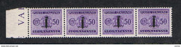 R.S.I.:  1944  TASSE  SOPRASTAMPATI  -  50 C. VIOLETTO  STRISCIA  4  N. -  SASS. 66 - Segnatasse