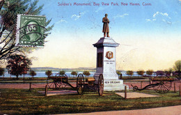 CPA -  NEW  HAVEN - CONN -  Soldier's Monument,  Bay  View Park - 1913 - New Haven