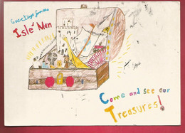 CP Greetings Of Isle Of Man Treasure Winner Primary School Section Rupert Clague Douglas - Dessin D'enfant Malle Trésor - Isle Of Man