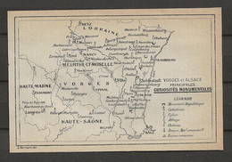 CARTE PLAN 1910 - CURIOSITÉS MONUMENTALES - LORRAINE HAUTE MARNE HAUTE SAONE MEURTHE ET MOSELLE - Topographical Maps